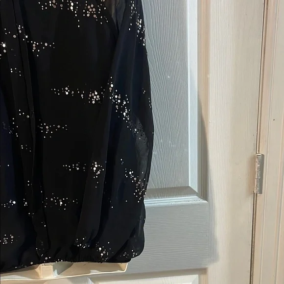 Valerie Stevens Sheer Black Blouse with Silver Dots - Picture 5 of 8